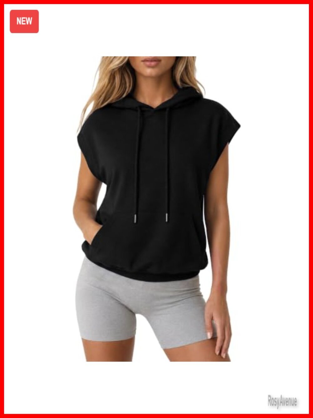 Lightweight 100% Cotton Sleeveless Hoodie Vest with Kanga Pocket